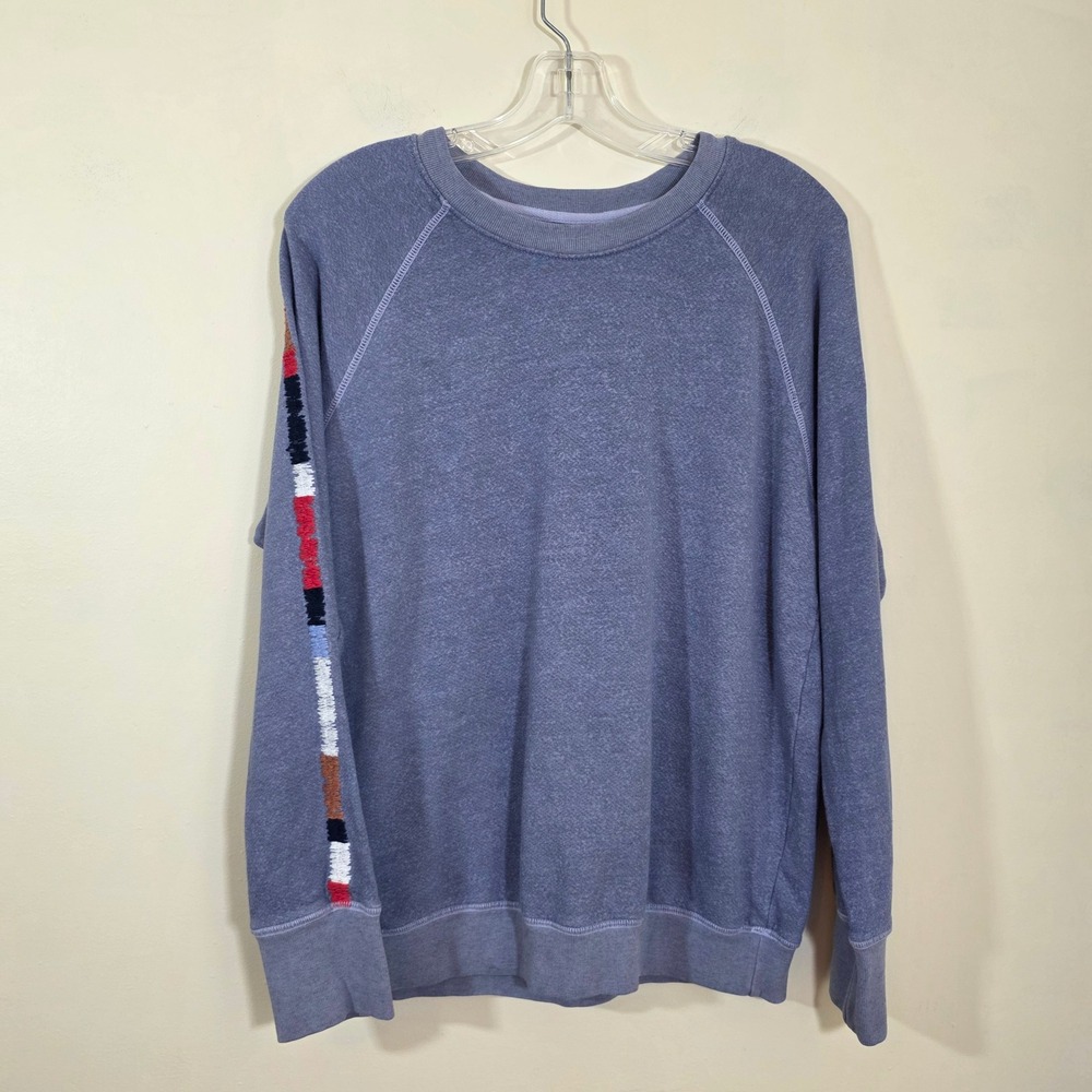 Sundry Women Sweatshirt Embroidered Stripe Raglan French Terry Blue Size 2 M